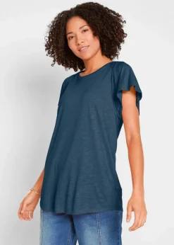bonprix Nachhaltigere Materialien|Shirts & Tops|Flammgarn-Shirt mit Flügelärmeln dunkelblau