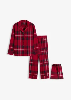 bonprix Wäsche·Nachtwäsche|Nachtwäsche|Flanell Pyjama aus weicher Baumwolle mit Geschenktasche dunkelrot kariert