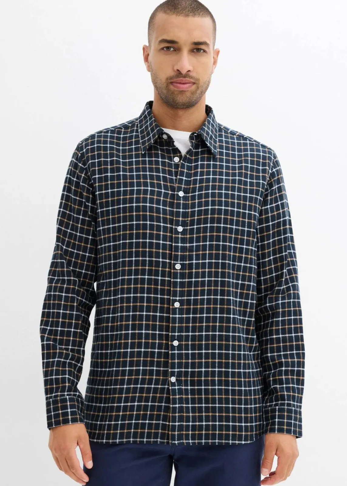 bonprix Große Größen|Hemden|Flanell-Hemd dunkelanthrazit kariert