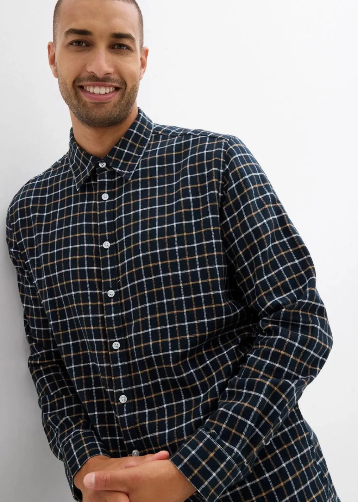 bonprix Große Größen|Hemden|Flanell-Hemd dunkelanthrazit kariert