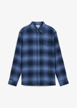 bonprix Große Größen|Hemden|Flanellhemd aus reiner Baumwolle jeansblau/dunkelblau kariert