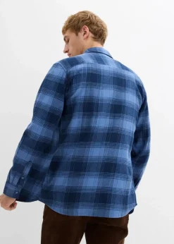bonprix Große Größen|Hemden|Flanellhemd aus reiner Baumwolle jeansblau/dunkelblau kariert