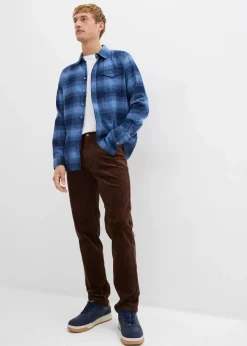 bonprix Große Größen|Hemden|Flanellhemd aus reiner Baumwolle jeansblau/dunkelblau kariert