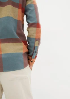 bonprix Große Größen|Hemden|Flanellhemd aus reiner Baumwolle graugrün/marsalabraun kariert