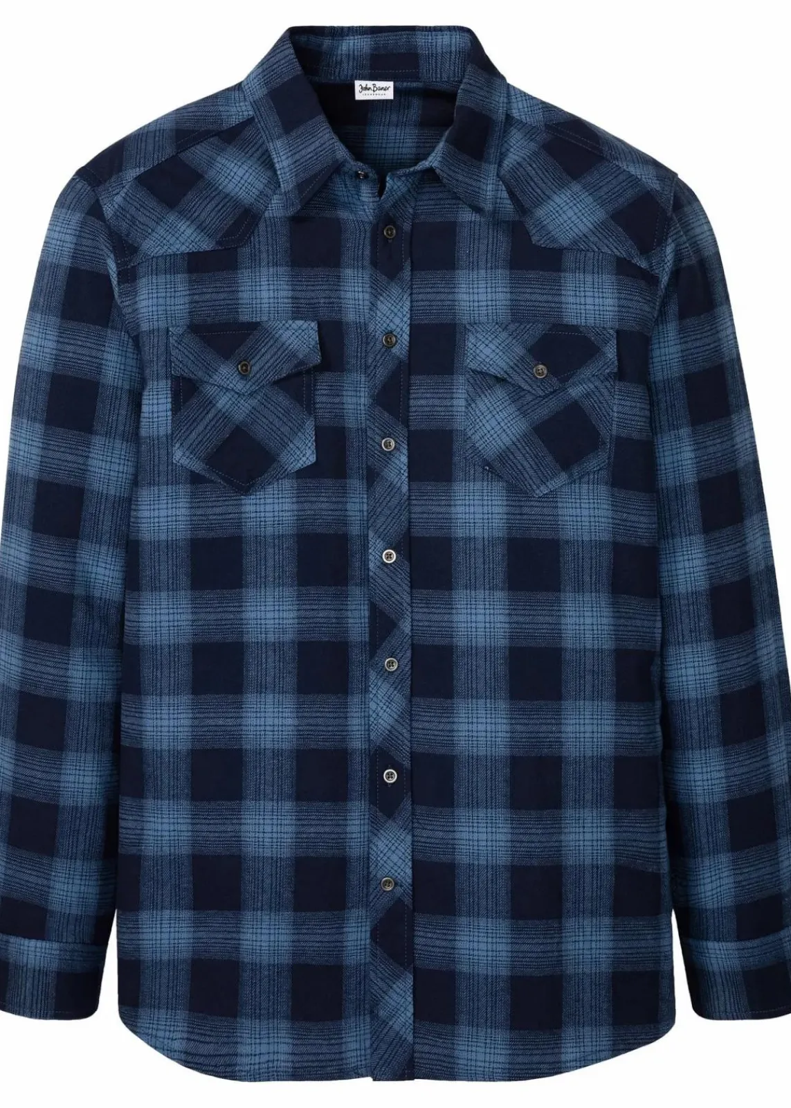 bonprix Große Größen|Hemden|Flanellhemd aus reiner Baumwolle dunkelblau/jeansblau kariert