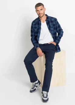 bonprix Große Größen|Hemden|Flanellhemd aus reiner Baumwolle dunkelblau/jeansblau kariert