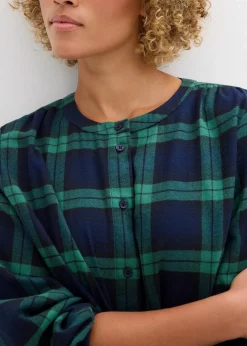 bonprix Bekleidung·Jacken & Mäntel|Blusen & Tuniken|Flanellhemd aus reiner Baumwolle dunkelblau/edelsteingrün kariert