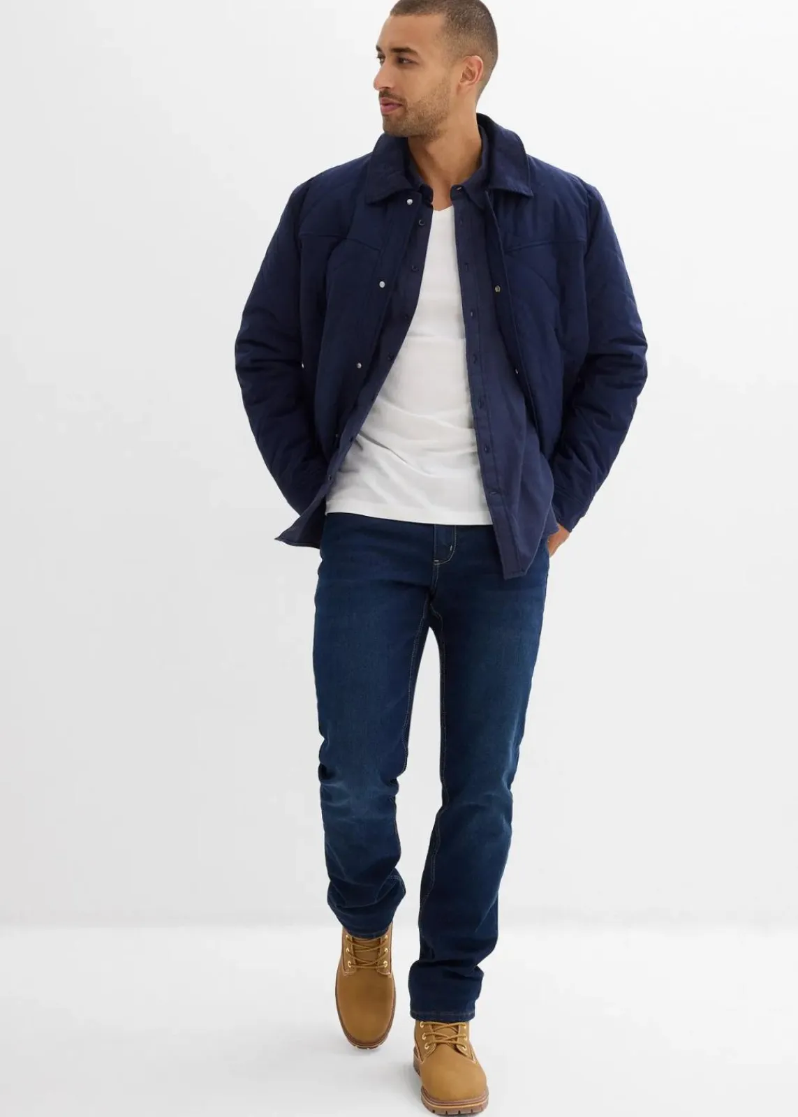 bonprix Große Größen|Hemden|Flanellhemd mit Schulterklappen aus reiner Baumwolle dunkelblau