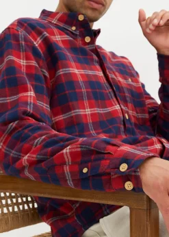 bonprix Hemden|Outdoorbekleidung|Flanellhemd mit wärmendem Fleecefutter rot kariert