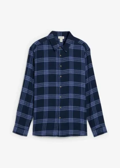 bonprix Große Größen|Hemden|Flanell-Langarmhemd aus reiner Bio-Baumwolle dunkelblau kariert