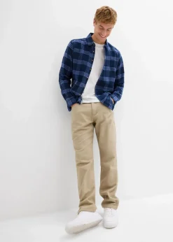 bonprix Große Größen|Hemden|Flanell-Langarmhemd aus reiner Bio-Baumwolle dunkelblau kariert