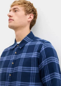 bonprix Große Größen|Hemden|Flanell-Langarmhemd aus reiner Bio-Baumwolle dunkelblau kariert