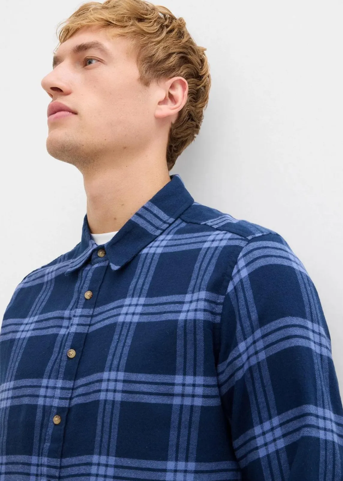 bonprix Große Größen|Hemden|Flanell-Langarmhemd aus reiner Bio-Baumwolle dunkelblau kariert