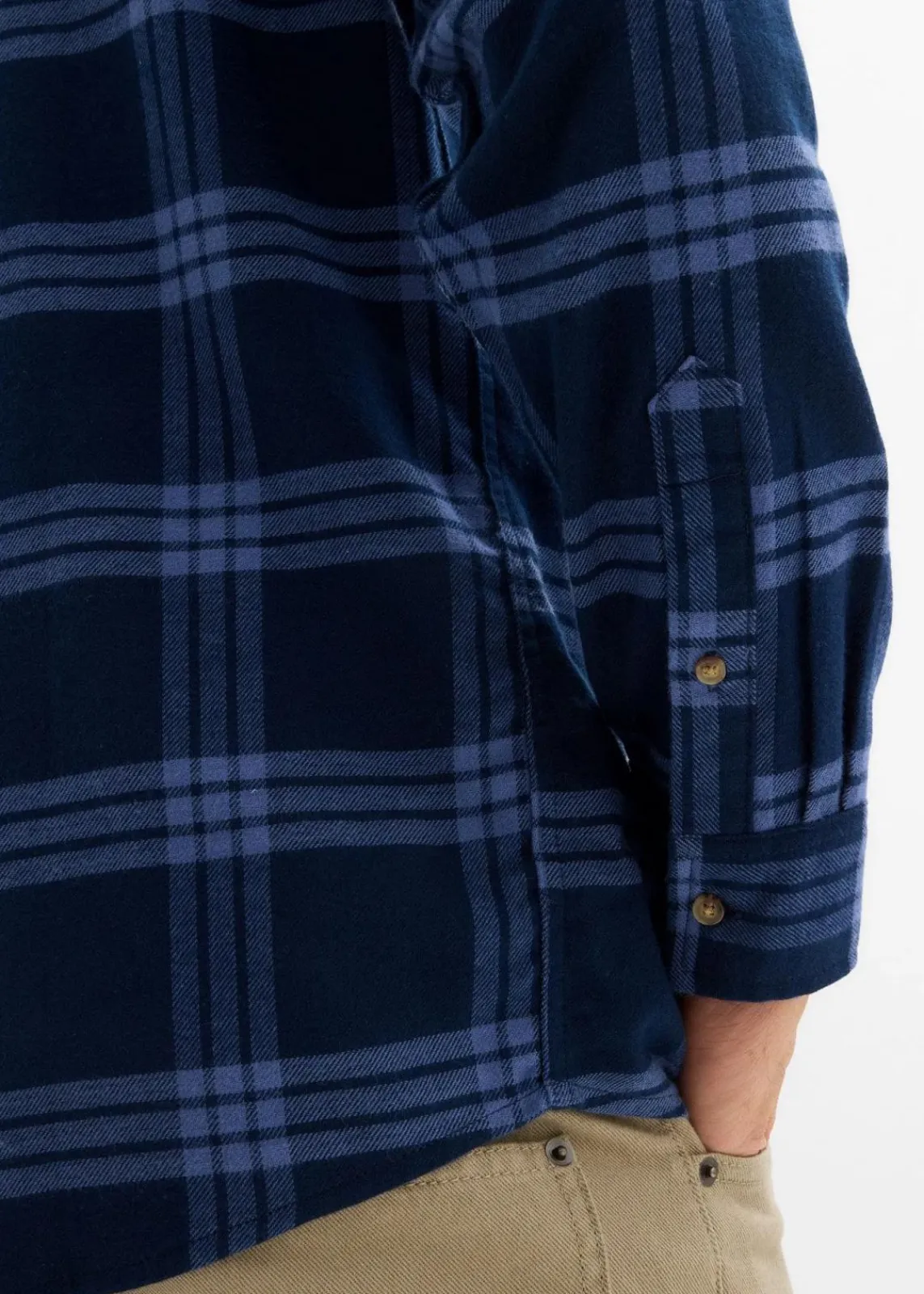 bonprix Große Größen|Hemden|Flanell-Langarmhemd aus reiner Bio-Baumwolle dunkelblau kariert