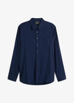 bonprix Große Größen|Hemden|Flanell-Langarmhemd aus reiner Baumwolle dunkelblau