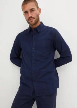 bonprix Große Größen|Hemden|Flanell-Langarmhemd aus reiner Baumwolle dunkelblau