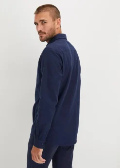 bonprix Große Größen|Hemden|Flanell-Langarmhemd aus reiner Baumwolle dunkelblau