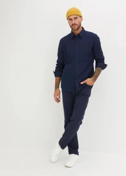 bonprix Große Größen|Hemden|Flanell-Langarmhemd aus reiner Baumwolle dunkelblau