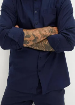 bonprix Große Größen|Hemden|Flanell-Langarmhemd aus reiner Baumwolle dunkelblau