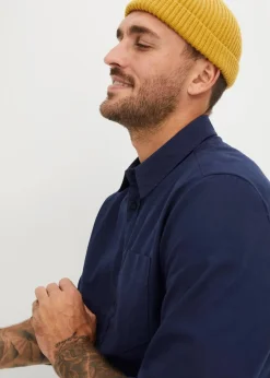 bonprix Große Größen|Hemden|Flanell-Langarmhemd aus reiner Baumwolle dunkelblau