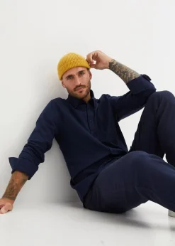 bonprix Große Größen|Hemden|Flanell-Langarmhemd aus reiner Baumwolle dunkelblau