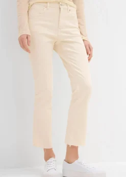 bonprix Bekleidung·Shirts & Tops|Jeans|Flared Jeans High Waist, cropped naturbeige
