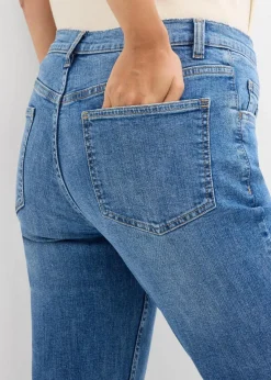 bonprix Jeans|Bekleidung·Shirts & Tops|Flared-Jeans Mid Waist mittelblau denim used