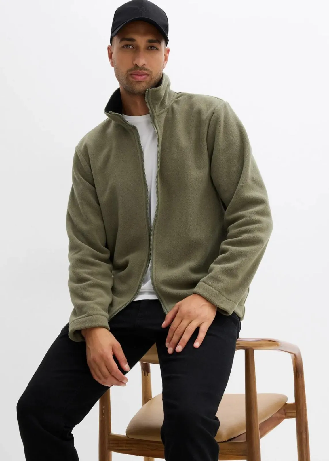 bonprix Große Größen|Basics|Fleecejacke oliv