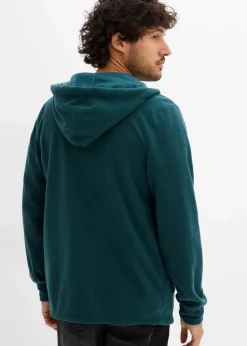bonprix Sweat|Jacken & Mäntel|Fleecejacke mit Kapuze und aufgesetzten Taschen tiefgrün