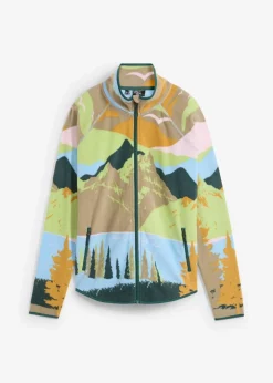 bonprix Bekleidung·Blusen & Tuniken|Bekleidung·Hosen|Fleecejacke mit Reißverschluss-Taschen hellblau bedruckt