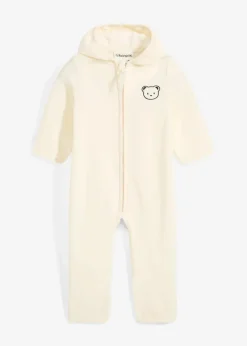 bonprix Jacken & Outdoor|Overalls & Sets|Fleece-Overall mit Kapuze und durchgehendem Reißverschluss naturbeige