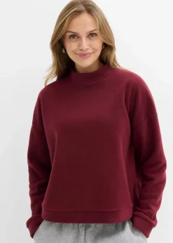 bonprix Sweat|Zweiteiler & Sets|Fleecepullover dunkelbeere