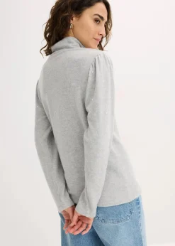 bonprix Shirts & Tops|Fleeceshirt aus fließendem Viskose-Mix hellgrau meliert