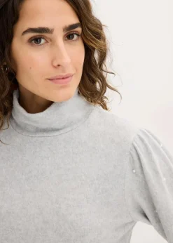 bonprix Shirts & Tops|Fleeceshirt aus fließendem Viskose-Mix hellgrau meliert