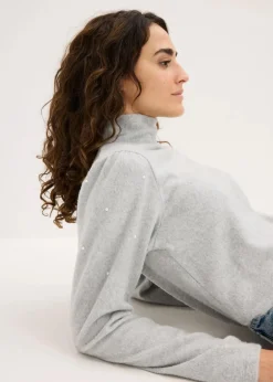 bonprix Shirts & Tops|Fleeceshirt aus fließendem Viskose-Mix hellgrau meliert