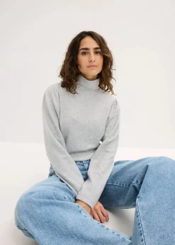 bonprix Shirts & Tops|Fleeceshirt aus fließendem Viskose-Mix hellgrau meliert