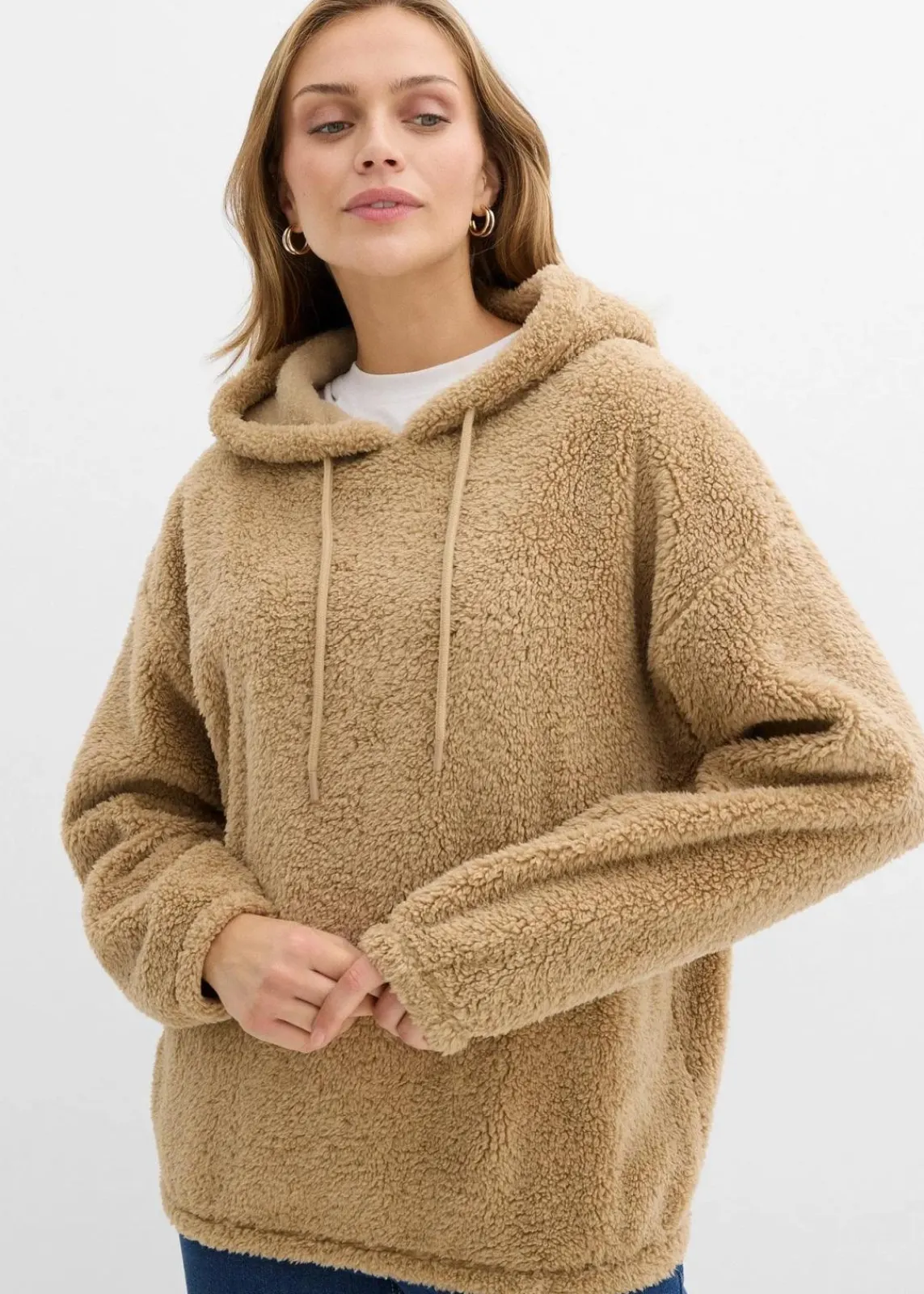 bonprix Bekleidung·Blusen & Tuniken|Sweat|Fleeceshirt aus Teddy hellkhaki