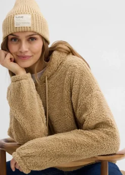 bonprix Bekleidung·Blusen & Tuniken|Sweat|Fleeceshirt aus Teddy hellkhaki