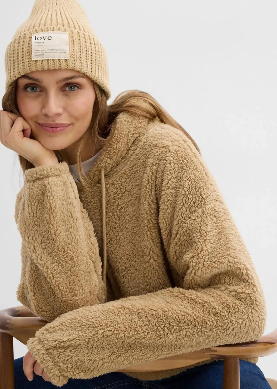 bonprix Bekleidung·Blusen & Tuniken|Sweat|Fleeceshirt aus Teddy hellkhaki