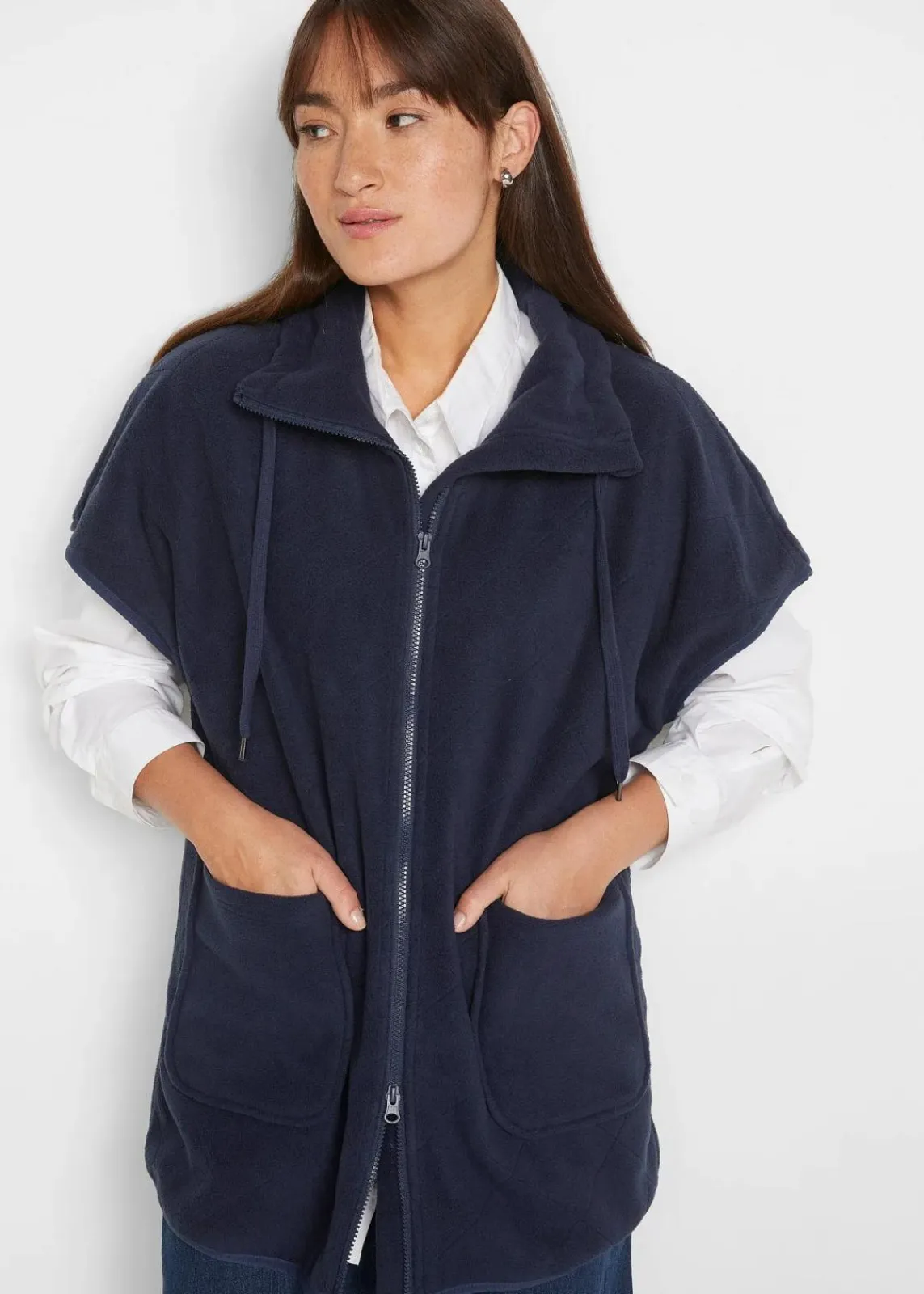 bonprix Sweat|Jacken & Mäntel|Fleece-Weste aus recyceltem Polyester dunkelblau