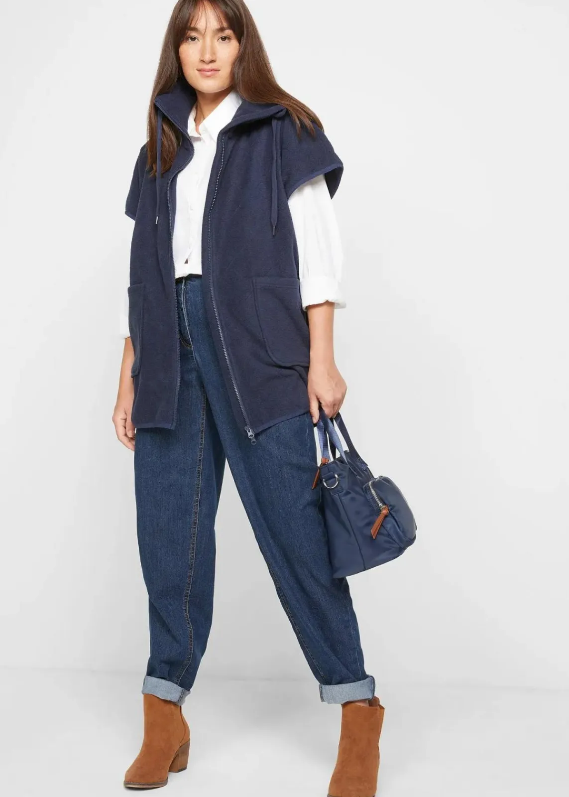 bonprix Sweat|Jacken & Mäntel|Fleece-Weste aus recyceltem Polyester dunkelblau