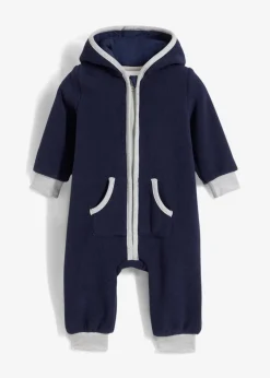 bonprix Jacken & Outdoor|Overalls & Sets|Fleeve-Overall mit Kapuze und Bärchen-Applikation dunkelblau
