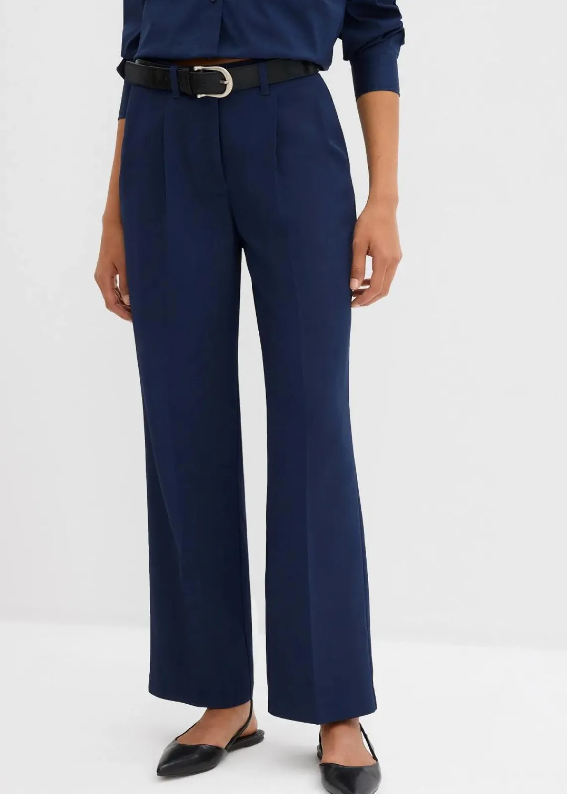 bonprix Bekleidung·Kleider|Zweiteiler & Sets|Fließende Bundfaltenhose dunkelblau