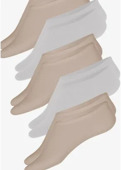 bonprix Socken & Strumpfhosen|Sportwäsche|Füßlinge mit kühlendem Material (5er Pack) kreidebeige+mattsilber