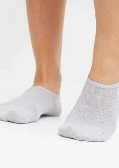 bonprix Socken & Strumpfhosen|Sportwäsche|Füßlinge mit kühlendem Material (5er Pack) kreidebeige+mattsilber