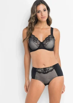bonprix Wäsche·Dessous|Wäsche·Höschen|Formslip mit Spitze schwarz/sandbeige