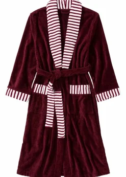 bonprix Wäsche·Bademäntel|Bademäntel|Frottee Bademantel aus Baumwolle dunkelrot/weiß gestreift