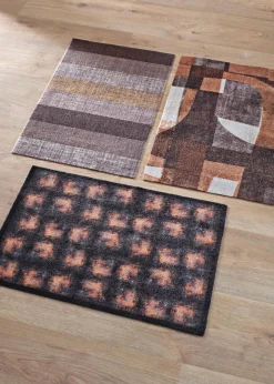 bonprix Fußmatten|Fußmatten|Fußmatte mit geometrischem Design schwarz/braun bedruckt