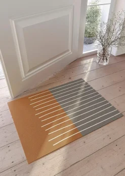 bonprix Fußmatten|Fußmatten|Fußmatte mit minimalistischem Design braun/grau bedruckt