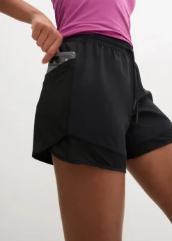 bonprix Sportbekleidung|Hosen|Funktions-Shorts mit Handytasche schwarz